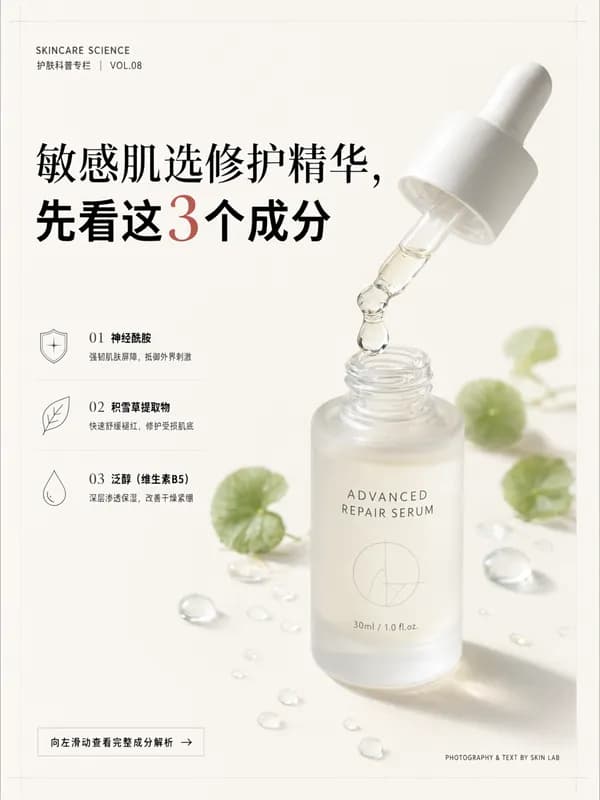 AI 图文风格示例:护肤成分科普